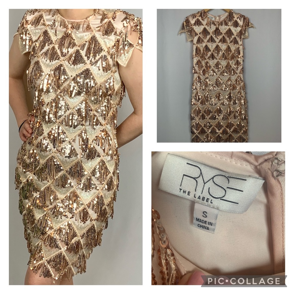 Ryse The Label Rose Gold Sequin Dress